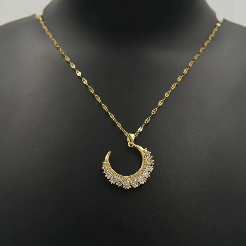 Iced Moon Necklace   Sparkling Star Kada Bracelet Combo