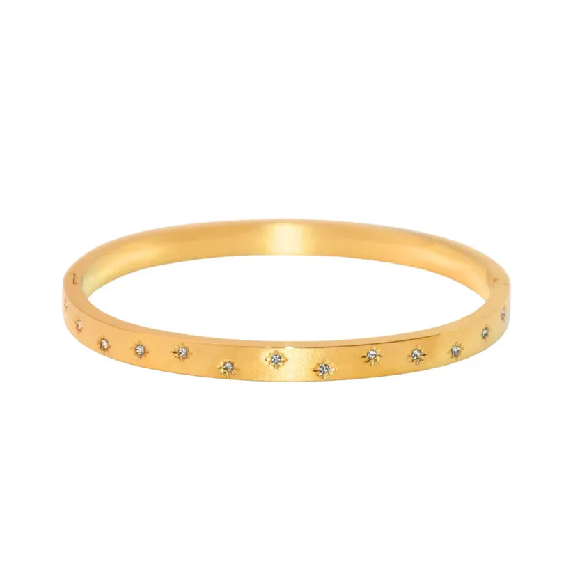Iced Moon Necklace   Sparkling Star Kada Bracelet Combo