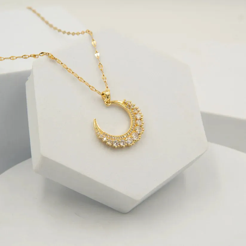 Iced Moon Necklace   Sparkling Star Kada Bracelet Combo