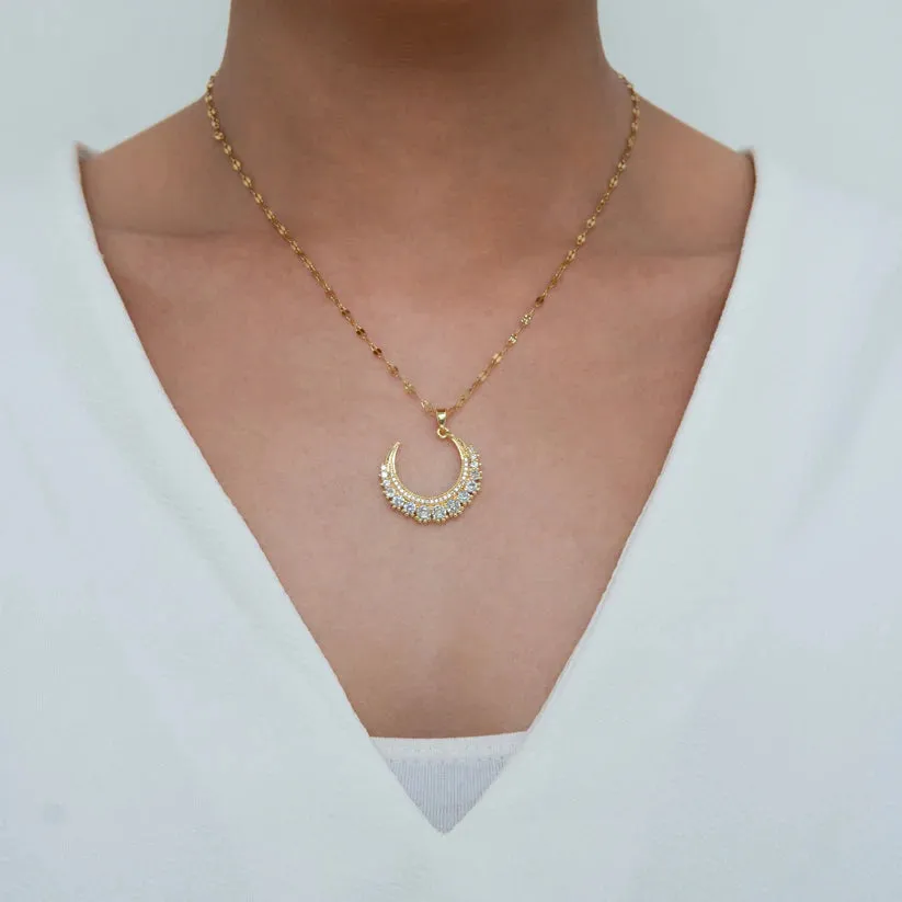 Iced Moon Necklace   Sparkling Star Kada Bracelet Combo