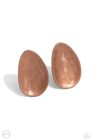 In PLAINS Sight Copper Clip-On Earrings Paparazzi