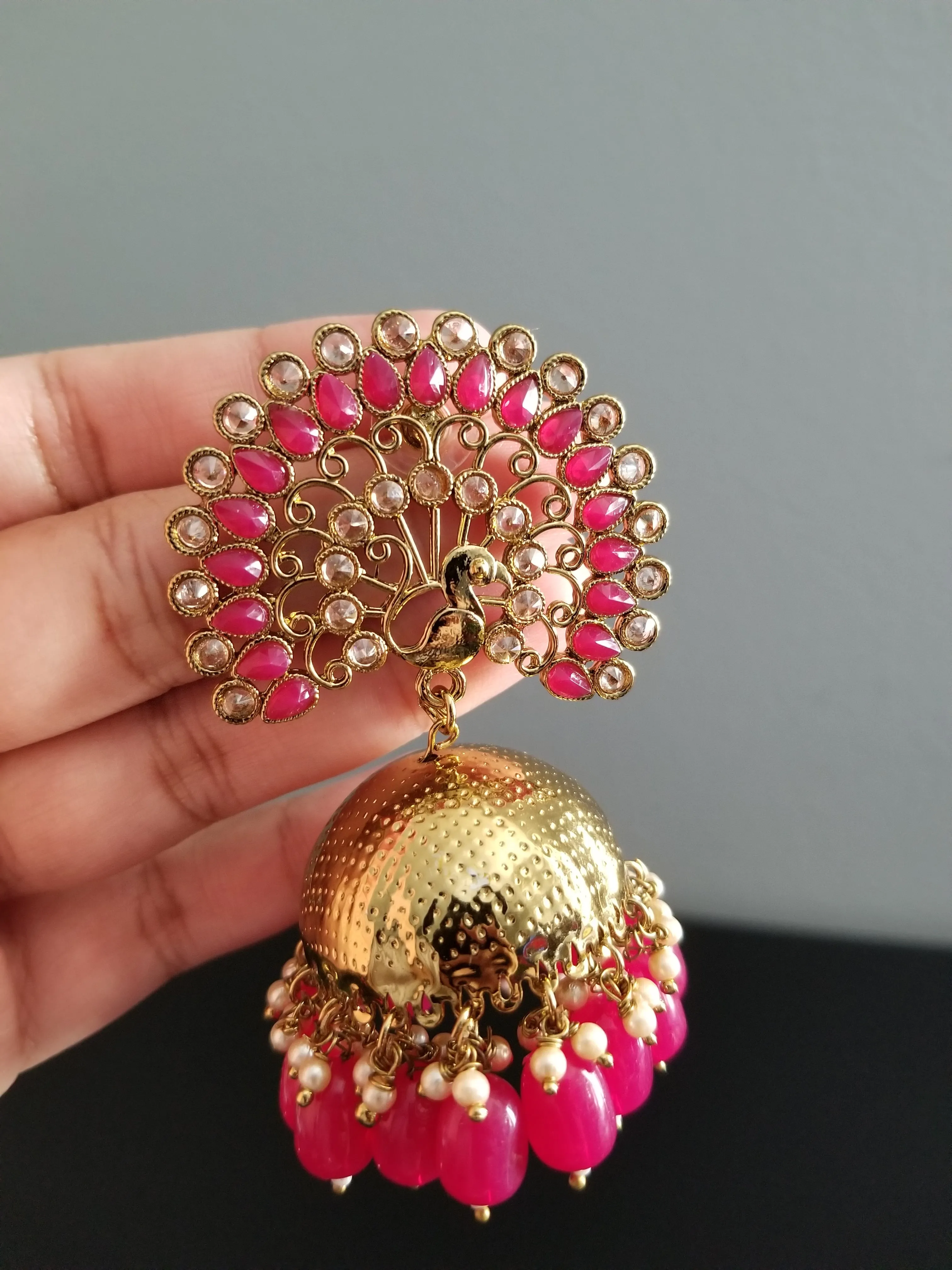 Indo Western Jhumkis With Mehndi Plating