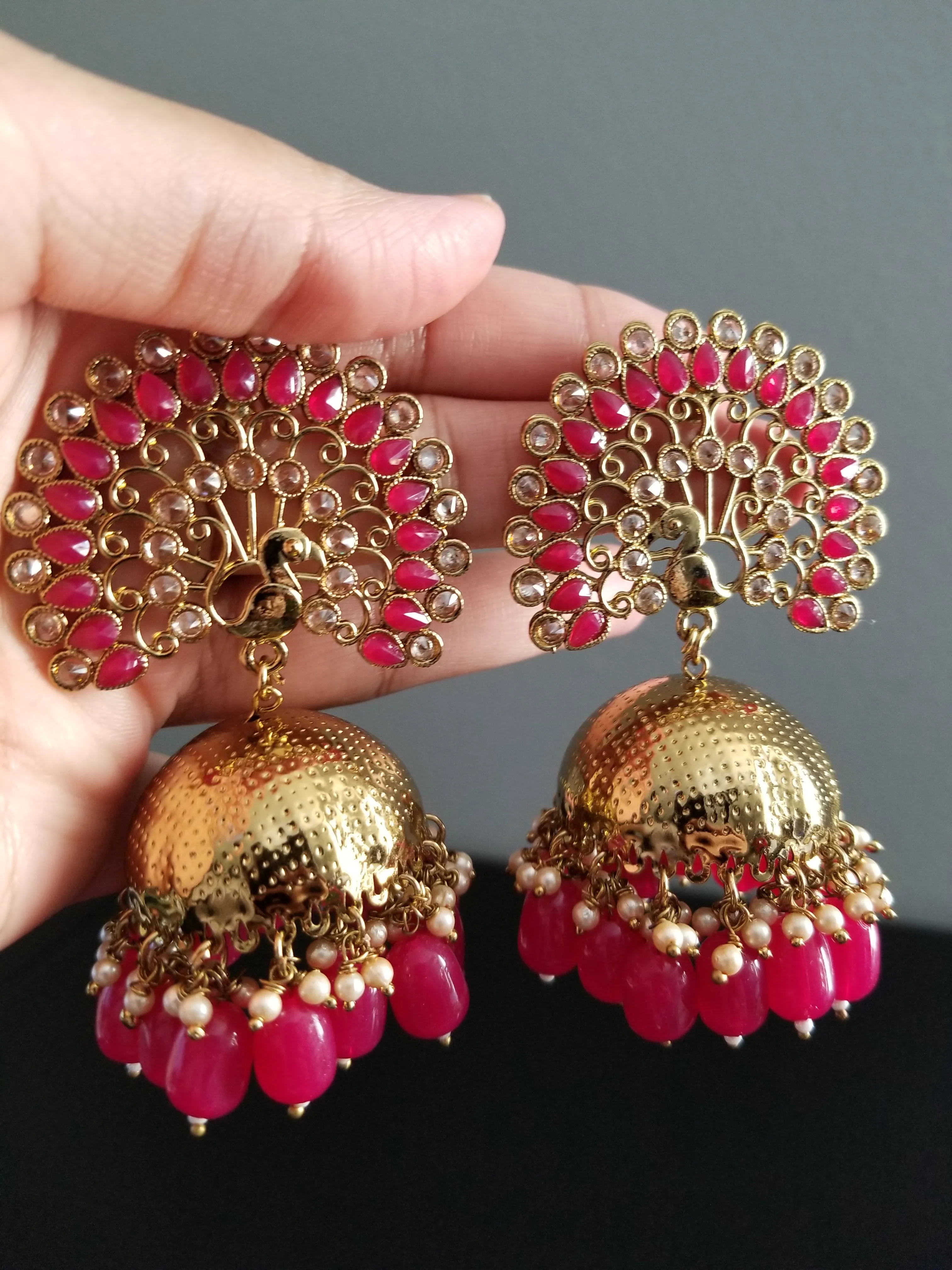 Indo Western Jhumkis With Mehndi Plating