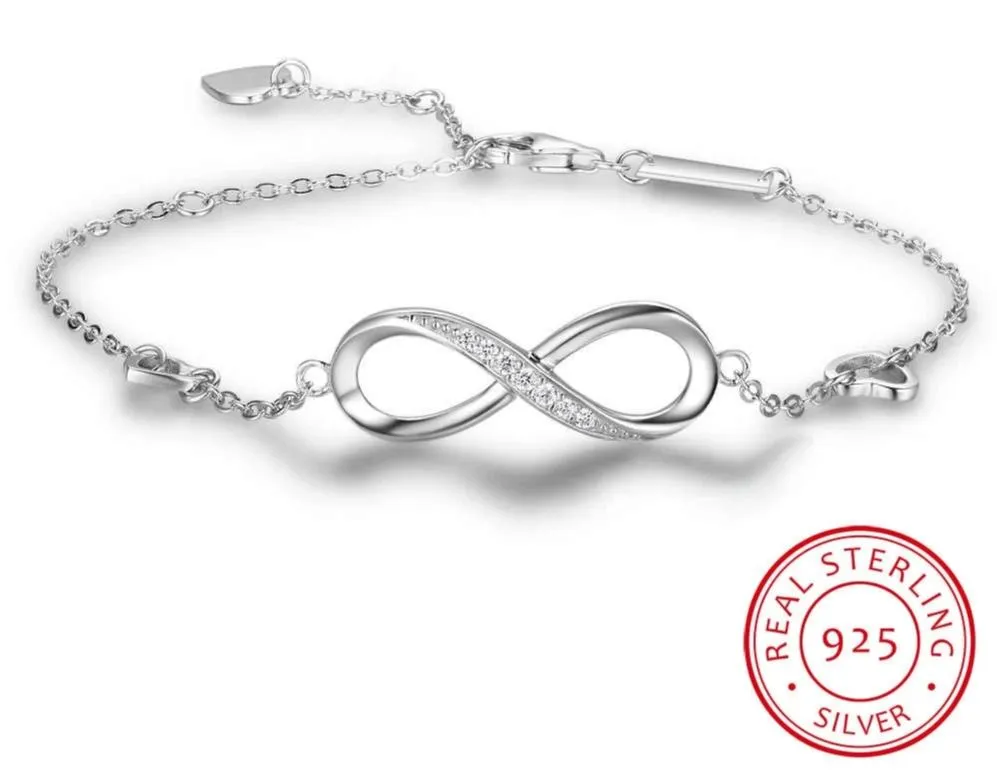Infinity Bracelets for Women with Cubic Zirconia 925 Sterling Silver