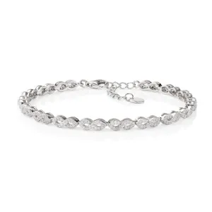 Infinity Chain Bracelet in Sterling Silver with White Zirconia