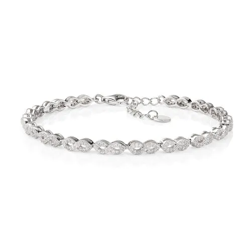 Infinity Chain Bracelet in Sterling Silver with White Zirconia