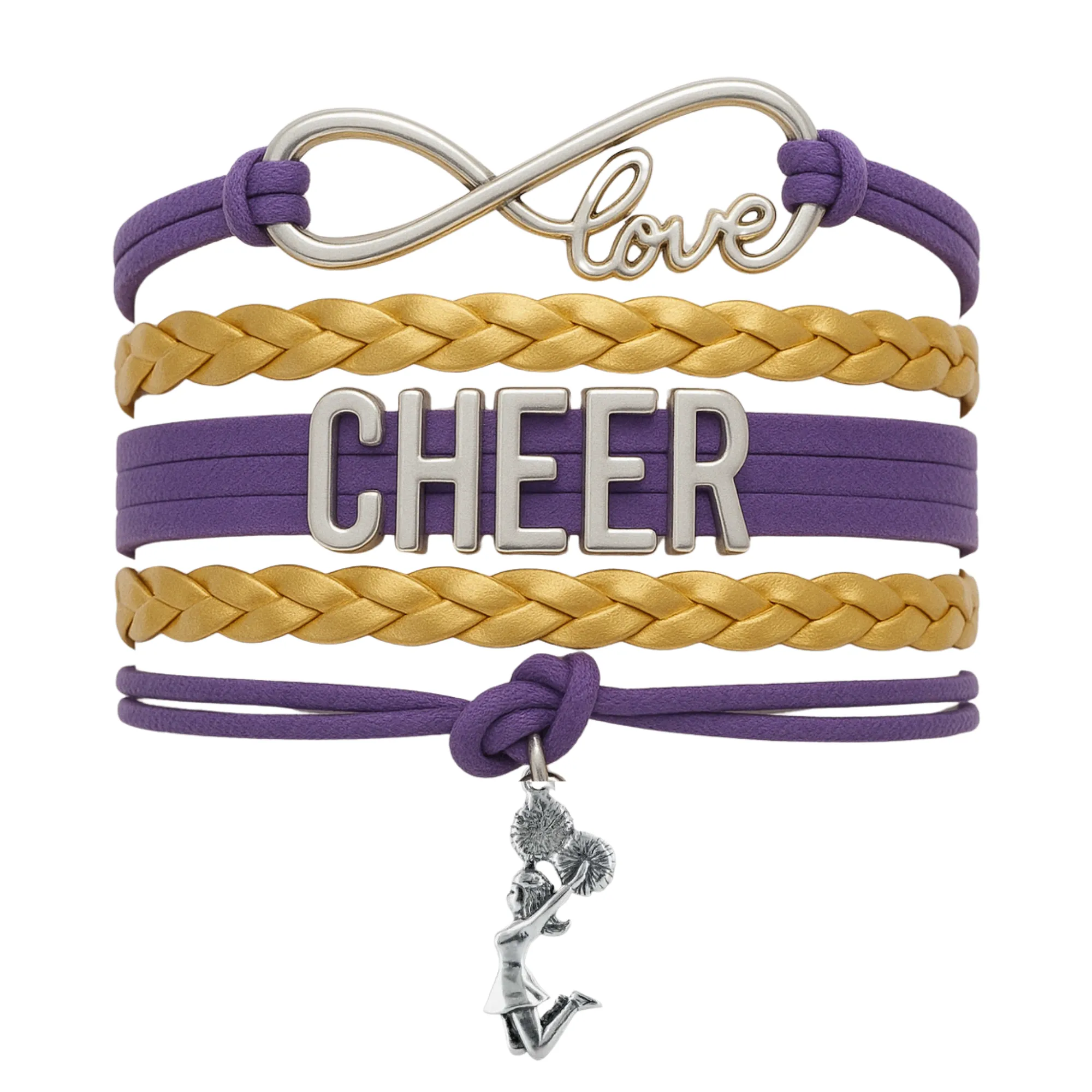 Infinity Cheer Bracelet - Pick Team Colors & Charm