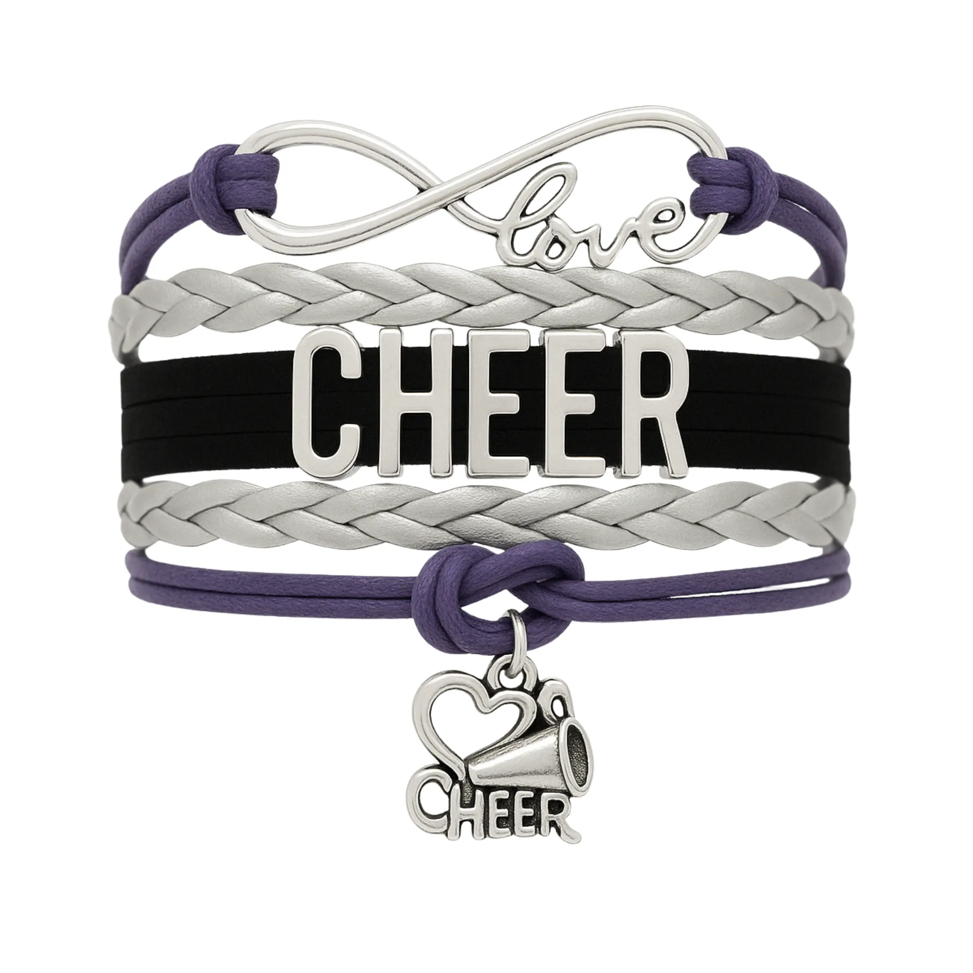 Infinity Cheer Bracelet - Pick Team Colors & Charm