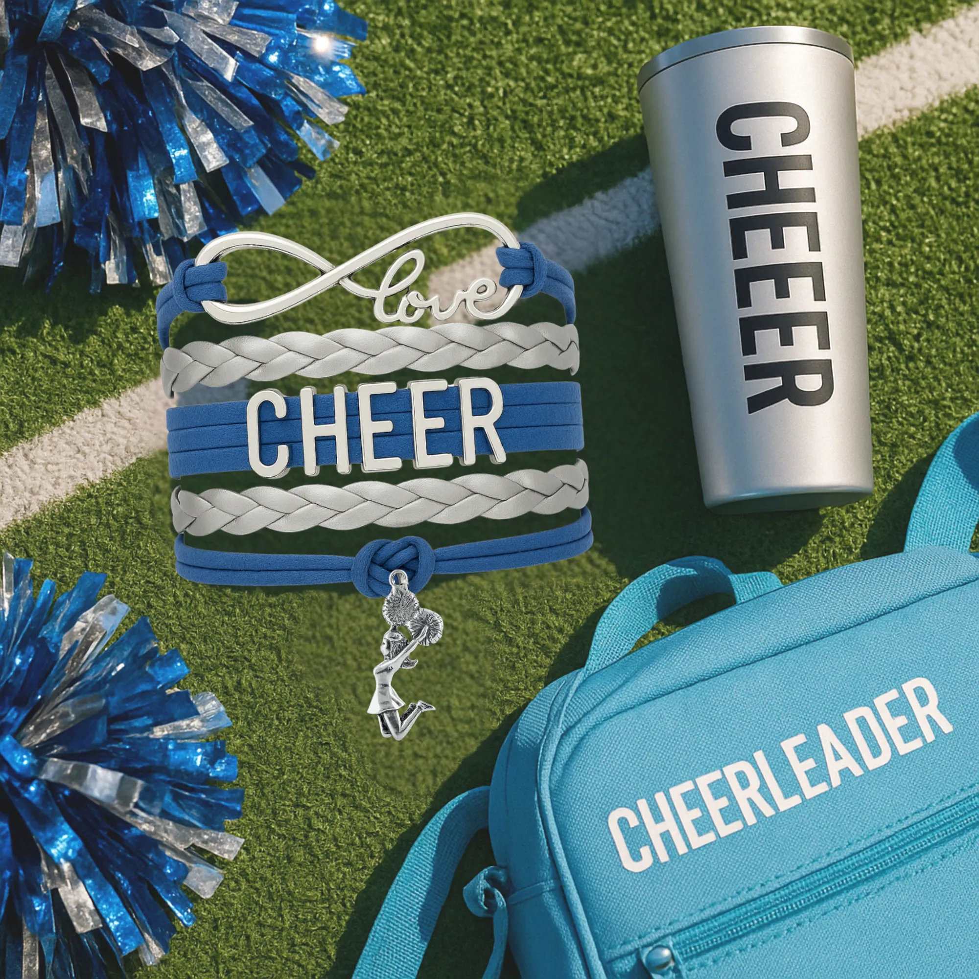 Infinity Cheer Bracelet - Pick Team Colors & Charm
