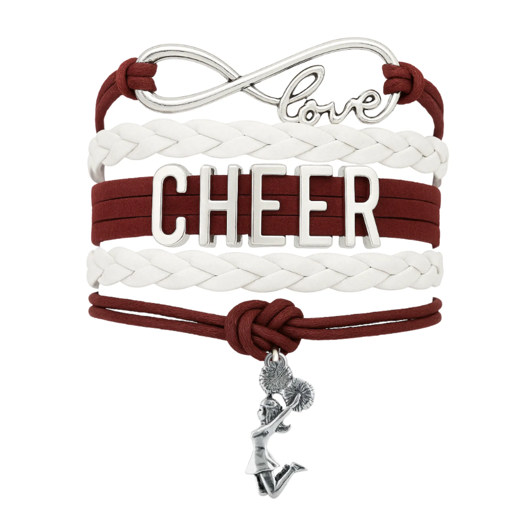 Infinity Cheer Bracelet - Pick Team Colors & Charm