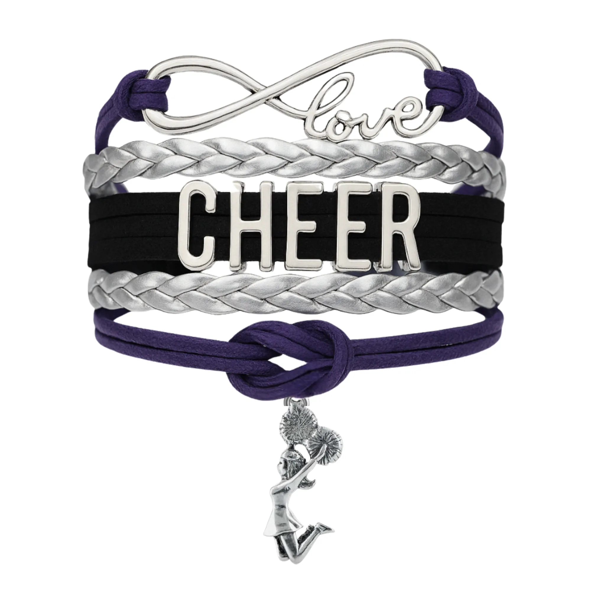 Infinity Cheer Bracelet - Pick Team Colors & Charm