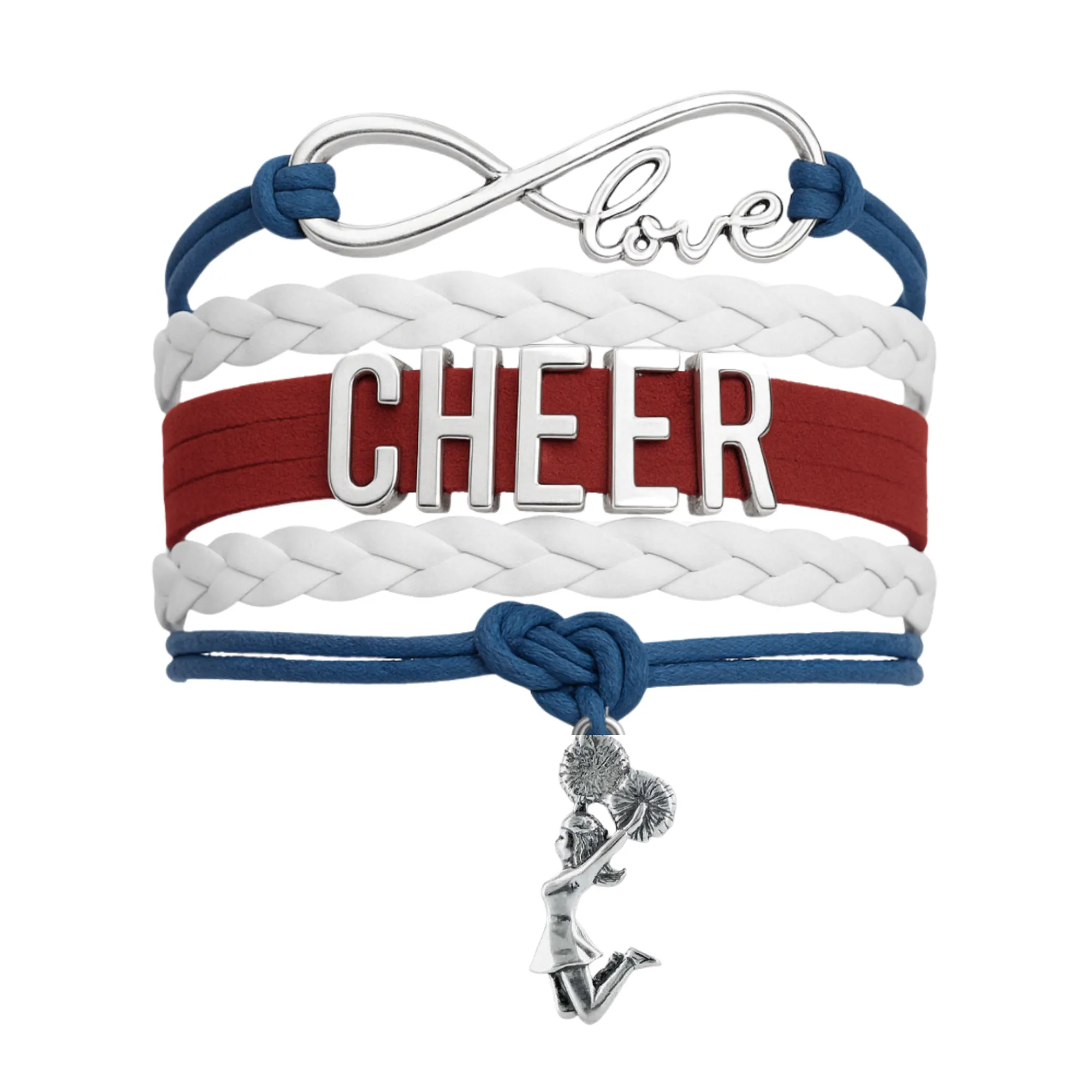 Infinity Cheer Bracelet - Pick Team Colors & Charm