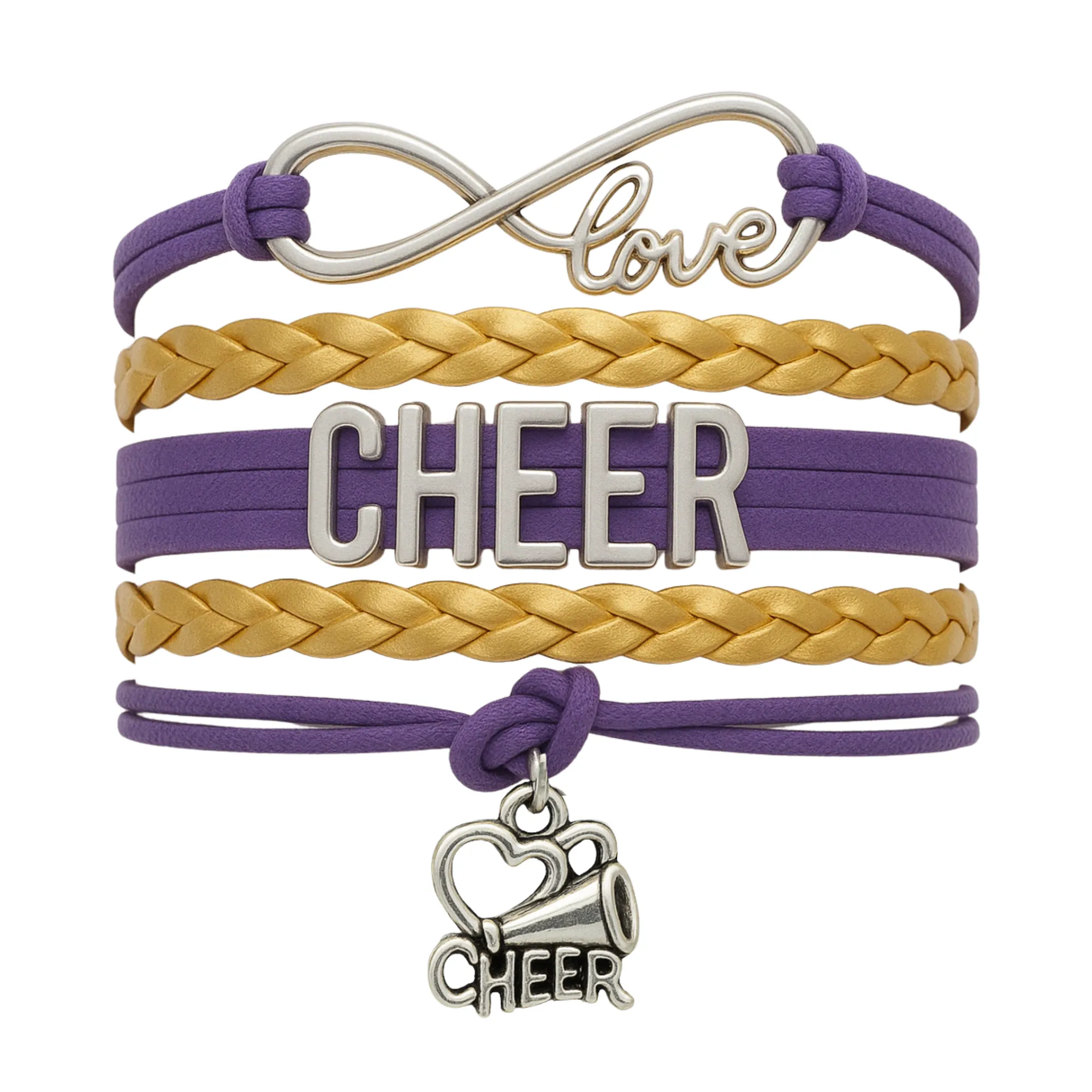 Infinity Cheer Bracelet - Pick Team Colors & Charm