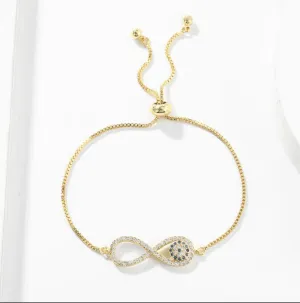 Infinity Copper Inlaid Zirconium Eye Pull Bracelet