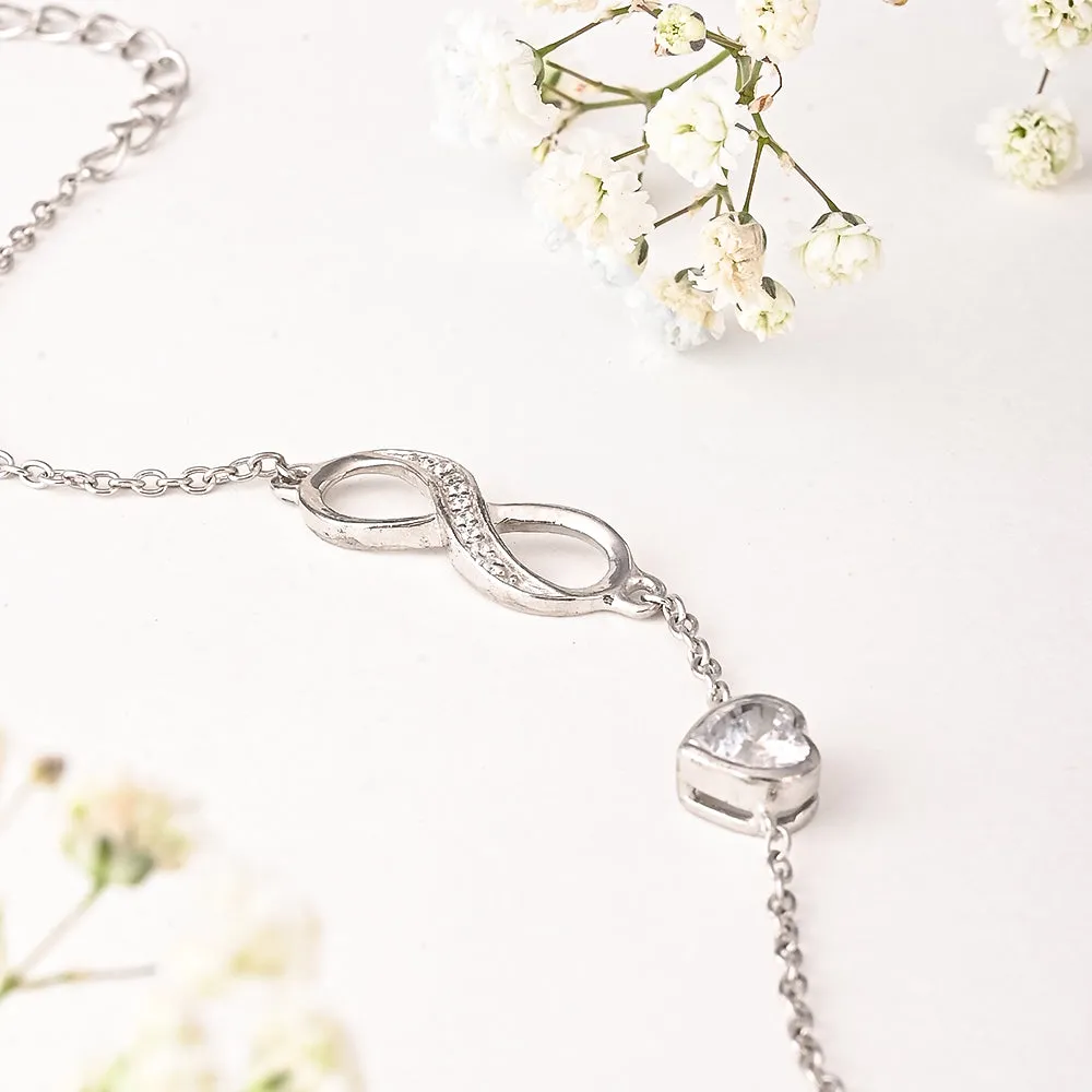 Infinity Heart Charm Bracelet in 92.5 Sterling Silver