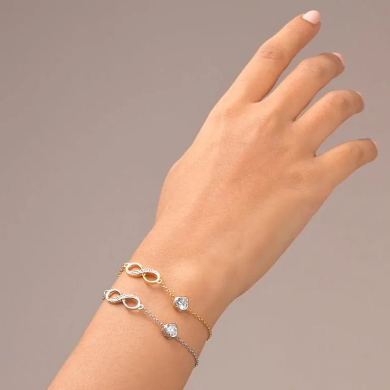 Infinity Heart Charm Bracelet in 92.5 Sterling Silver
