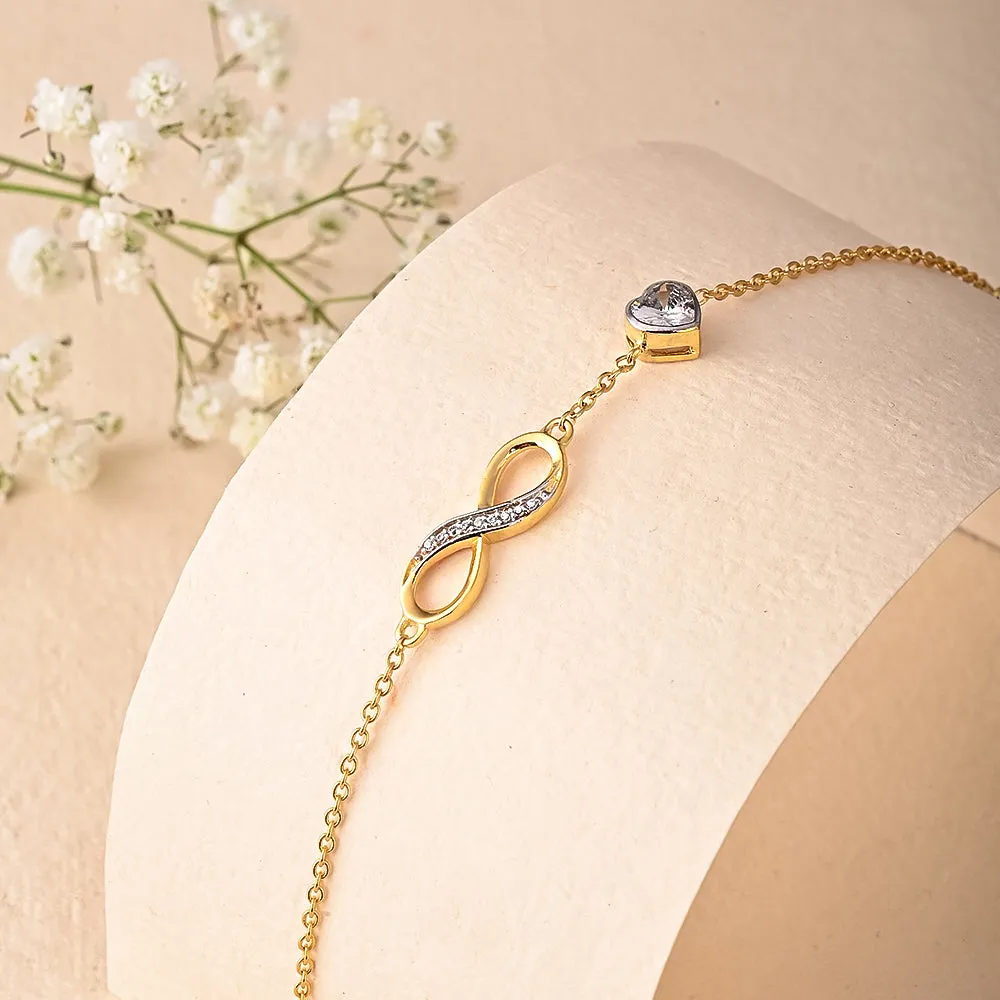 Infinity Heart Charm Bracelet in 92.5 Sterling Silver