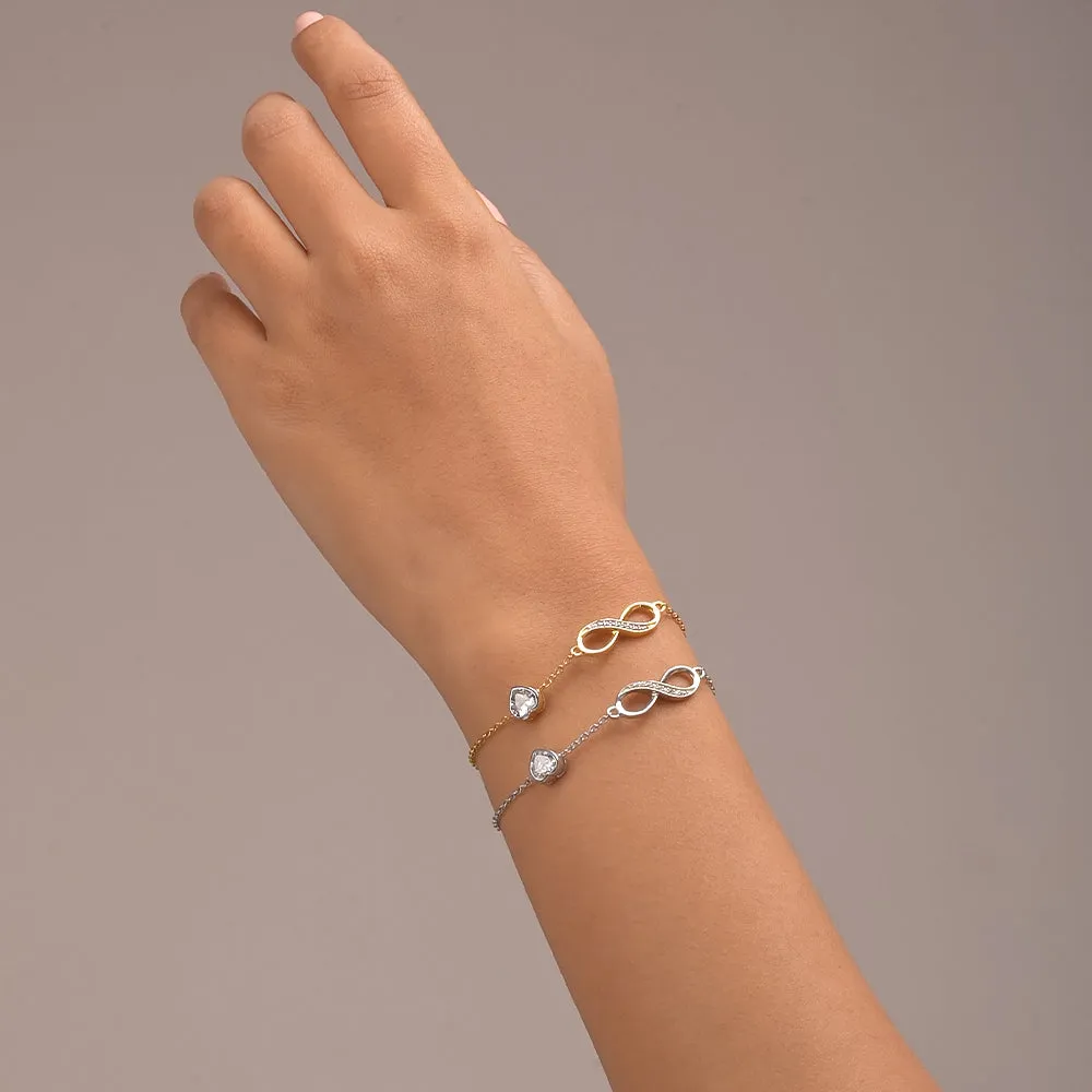 Infinity Heart Charm Bracelet in 92.5 Sterling Silver