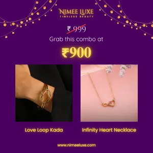 Infinity Heart Swarski Necklace   Love Loop Kada Bracelet Combo