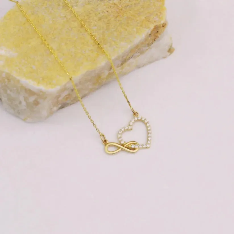 Infinity Heart Swarski Necklace   Love Loop Kada Bracelet Combo