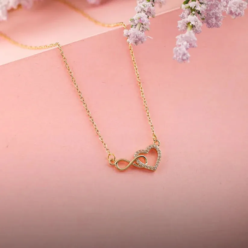 Infinity Heart Swarski Necklace   Love Loop Kada Bracelet Combo