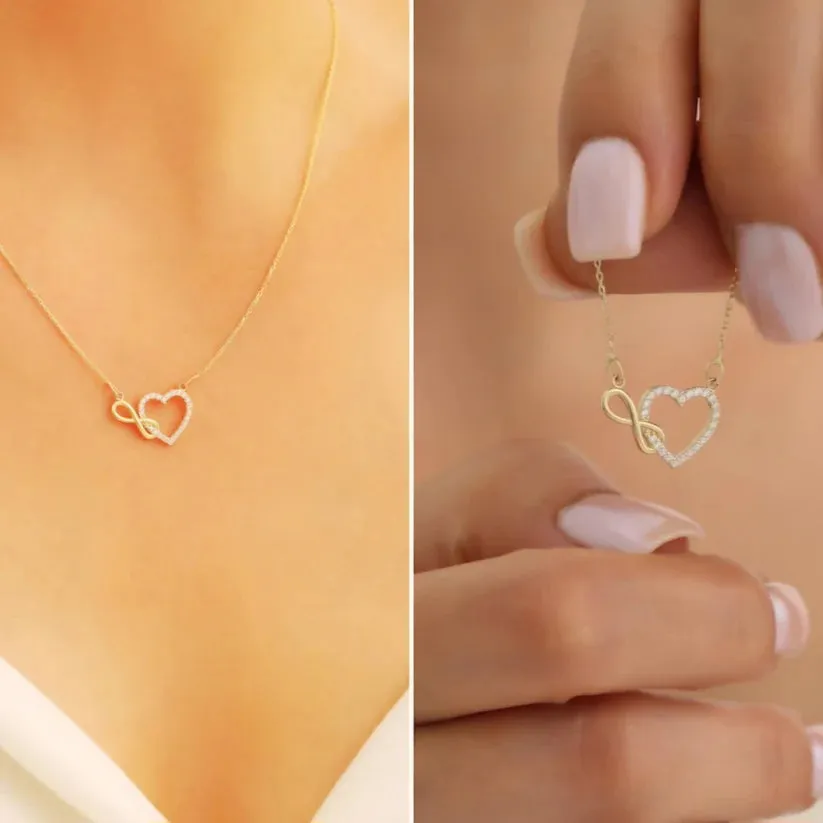 Infinity Heart Swarski Necklace   Love Loop Kada Bracelet Combo