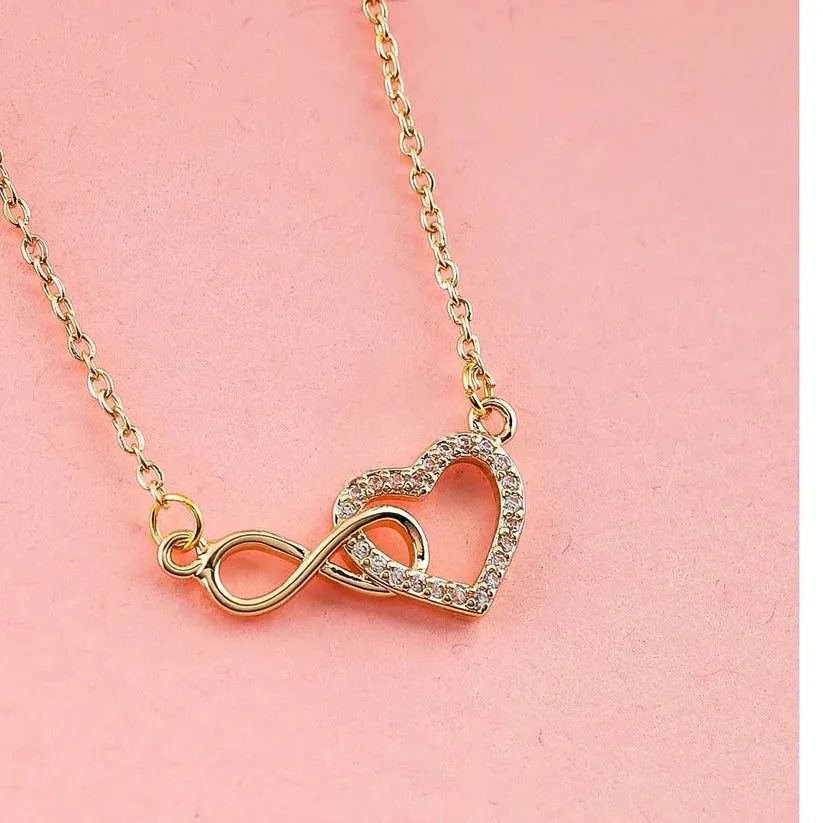 Infinity Heart Swarski Necklace   Love Loop Kada Bracelet Combo