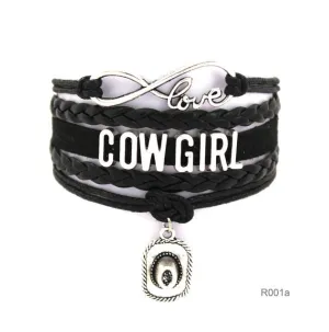 Infinity Love girls Bracelets Cowgirl Bracelet  Sports Suede pu Leather Cheer Bracelets for women R001- Drop Shipping