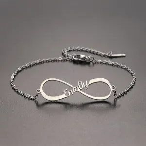 Infinity Symbol Customized English Letter Name Thin Chain Bracelet