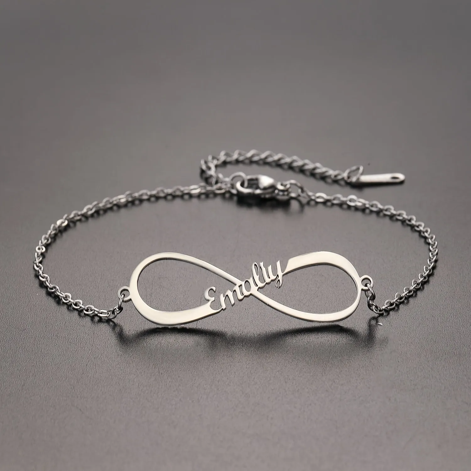 Infinity Symbol Customized English Letter Name Thin Chain Bracelet