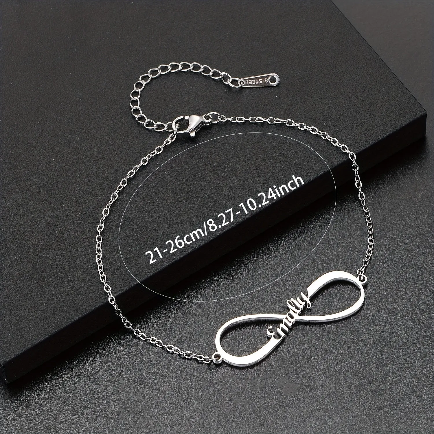 Infinity Symbol Customized English Letter Name Thin Chain Bracelet