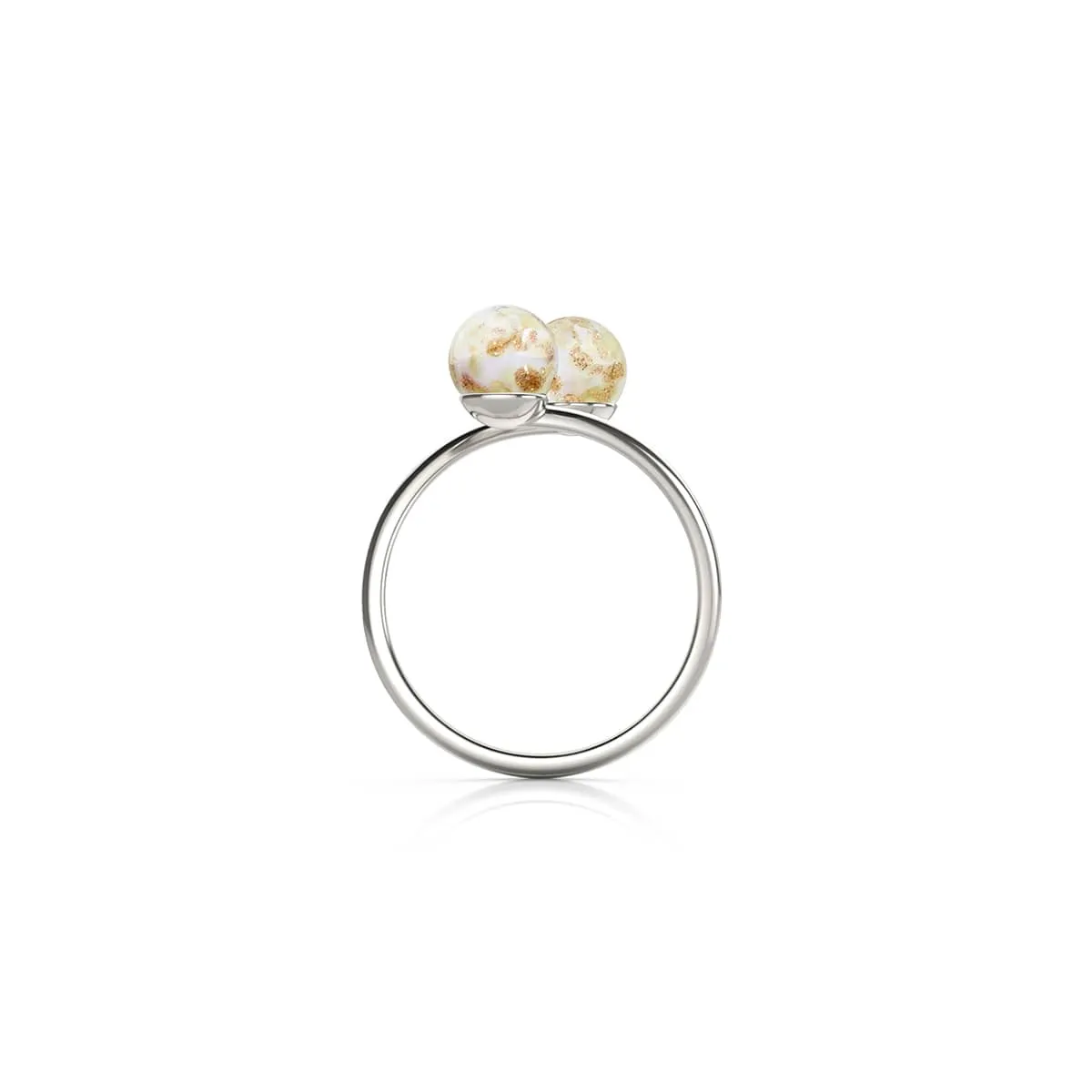 Ivory | .925 Sterling Silver | Firefly Glass | Infinity Helix Ring