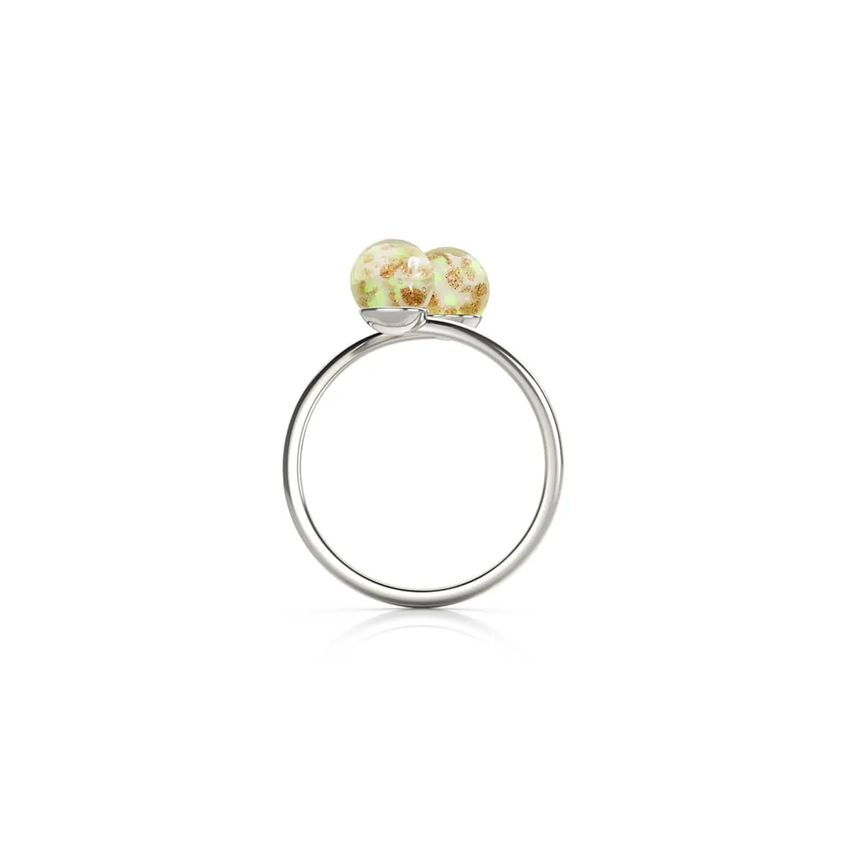 Ivory | .925 Sterling Silver | Firefly Glass | Infinity Helix Ring
