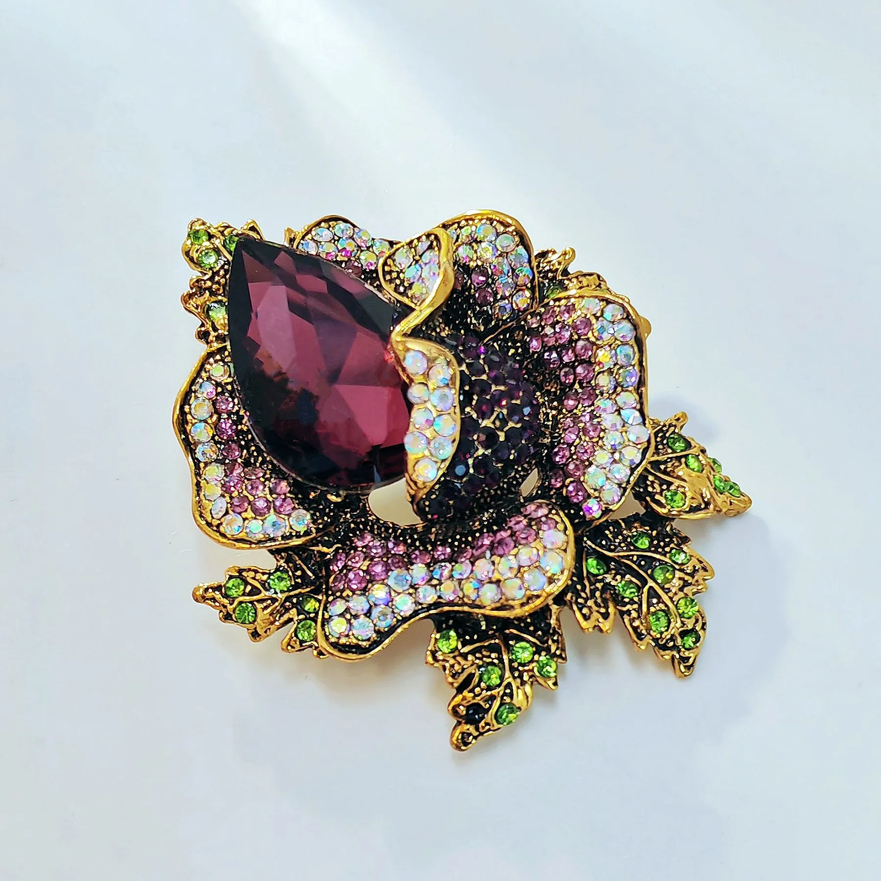 Jewelblings Fantastic Micro Pave Purple Crystal Rhinestone Rose Flower Pins Broaches for Prom Dressy Shawl Business Suit Formal Gown Jewelry