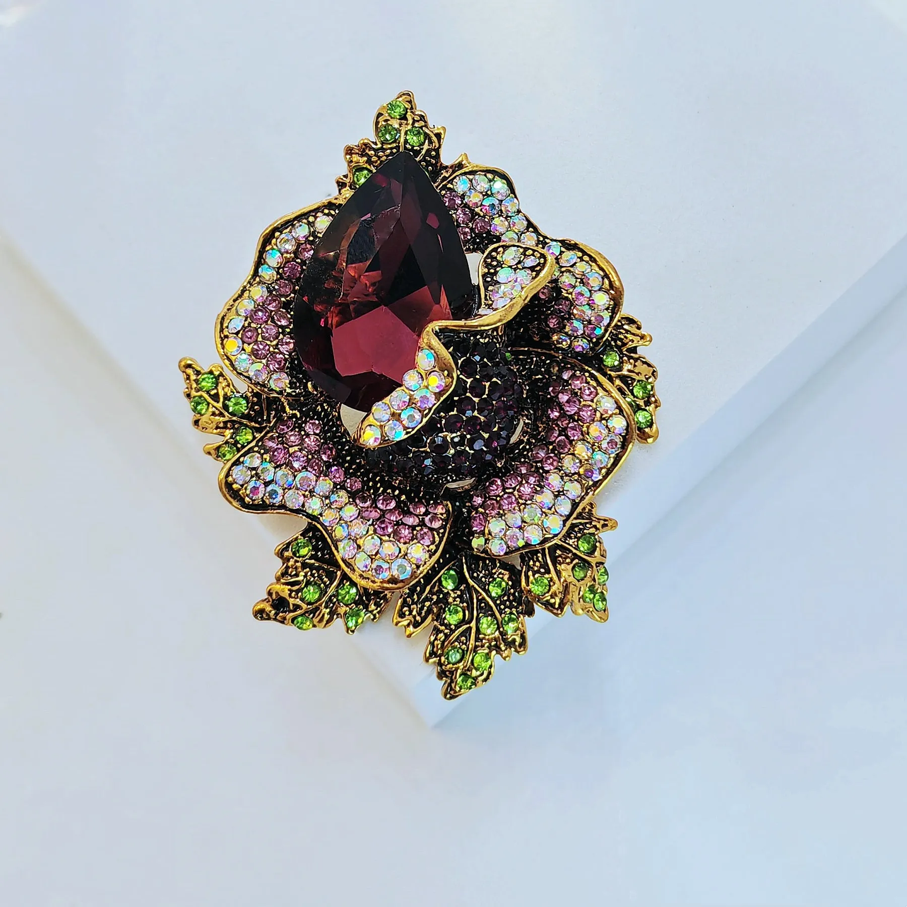 Jewelblings Fantastic Micro Pave Purple Crystal Rhinestone Rose Flower Pins Broaches for Prom Dressy Shawl Business Suit Formal Gown Jewelry