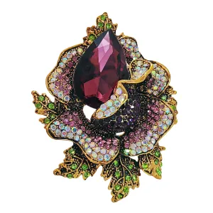 Jewelblings Fantastic Micro Pave Purple Crystal Rhinestone Rose Flower Pins Broaches for Prom Dressy Shawl Business Suit Formal Gown Jewelry