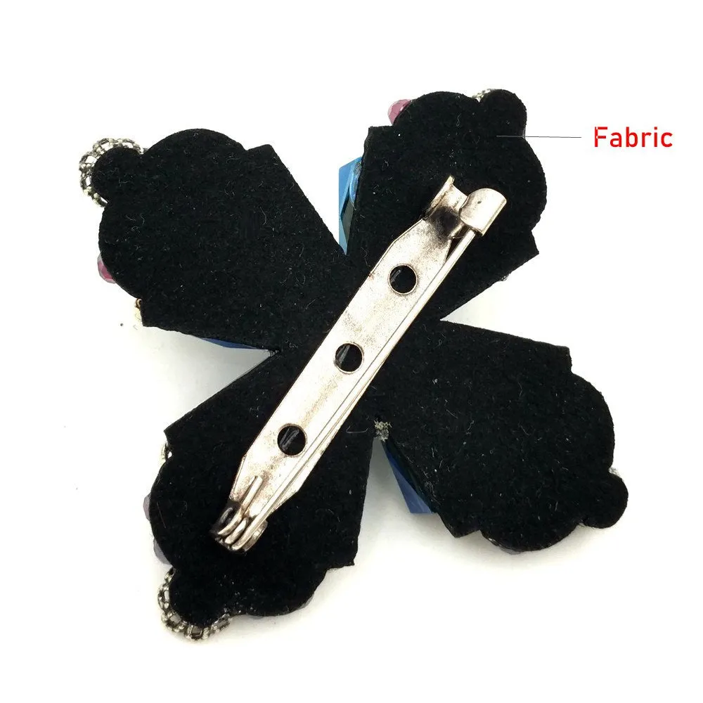 Jewelblings Retro Vintage Dark Blue Crystal Rhinestone Cross Style Flower Brooches Gold Tone Faceted Four Petal Flower Pins for Women Suit