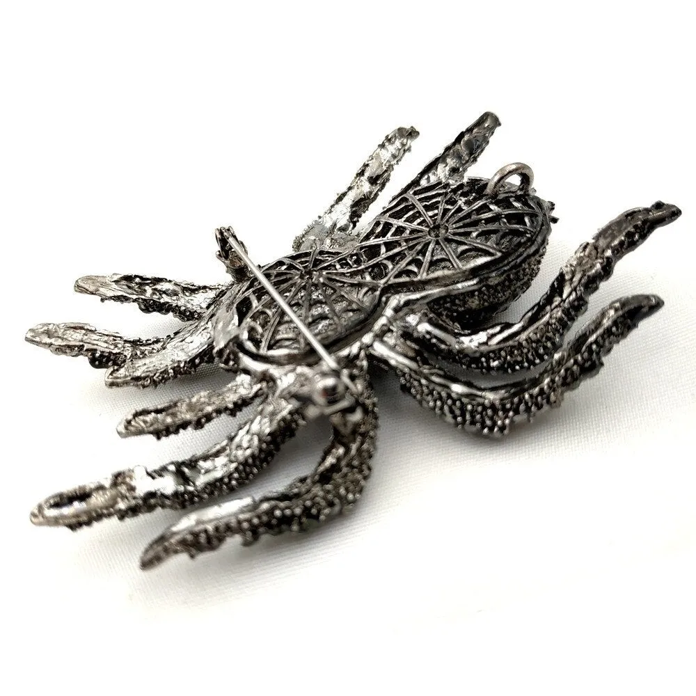 Jewelblings Vintage Statement 10-Legged Large Black Crystal Rhinestone Spider Brooches Huge Dangerous Bug Pin for Halloween Party Jewelry