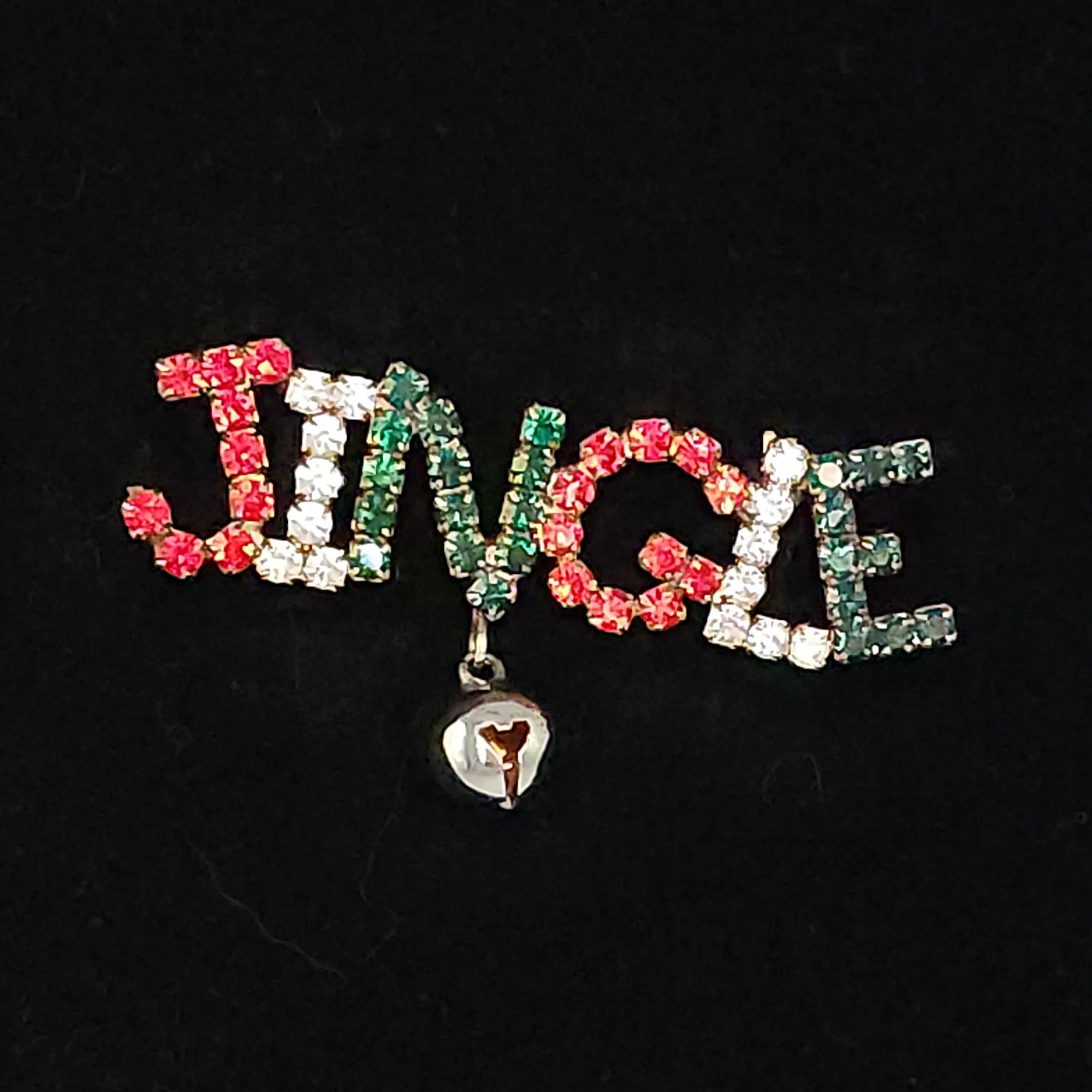 Jingle Bells Vintage Rhinestone Brooch