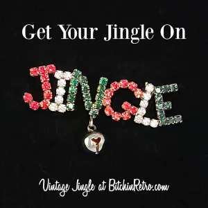 Jingle Bells Vintage Rhinestone Brooch