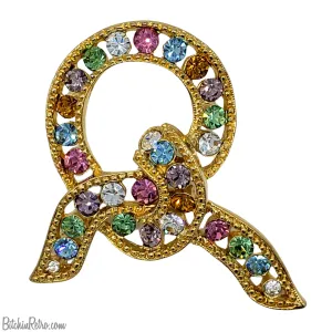 Joan Rivers Pastel Rhinestone Brooch - Published Book Piece