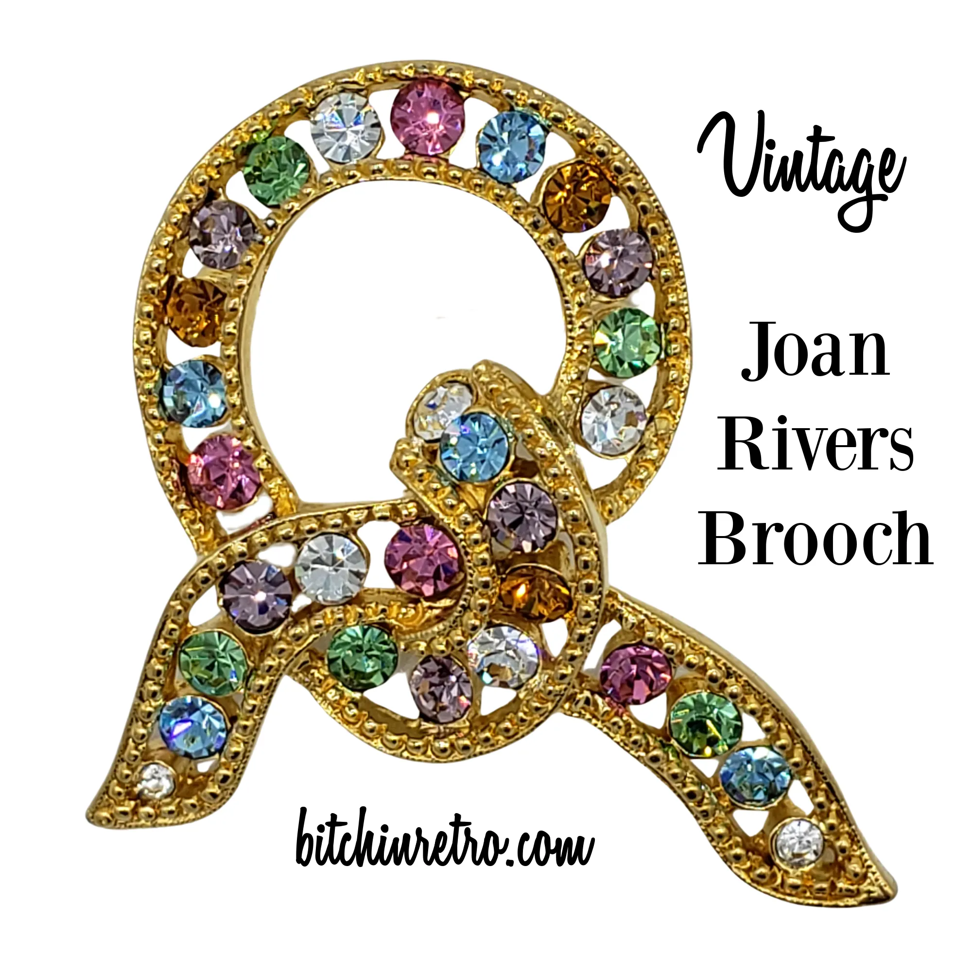 Joan Rivers Pastel Rhinestone Brooch - Published Book Piece