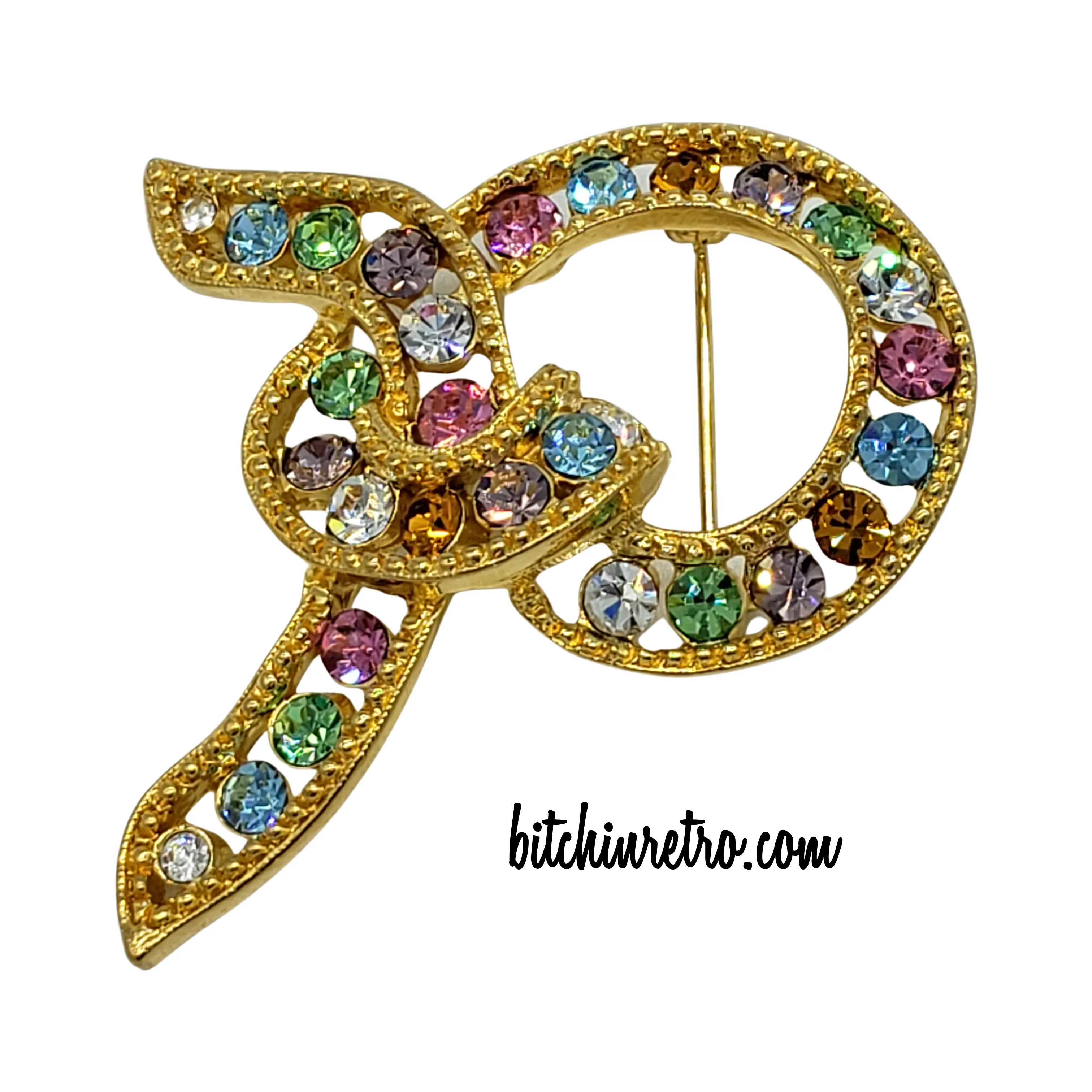 Joan Rivers Pastel Rhinestone Brooch - Published Book Piece