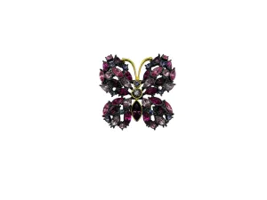 Joan Rivers Pink & Purple Rhinestone Butterfly Brooch