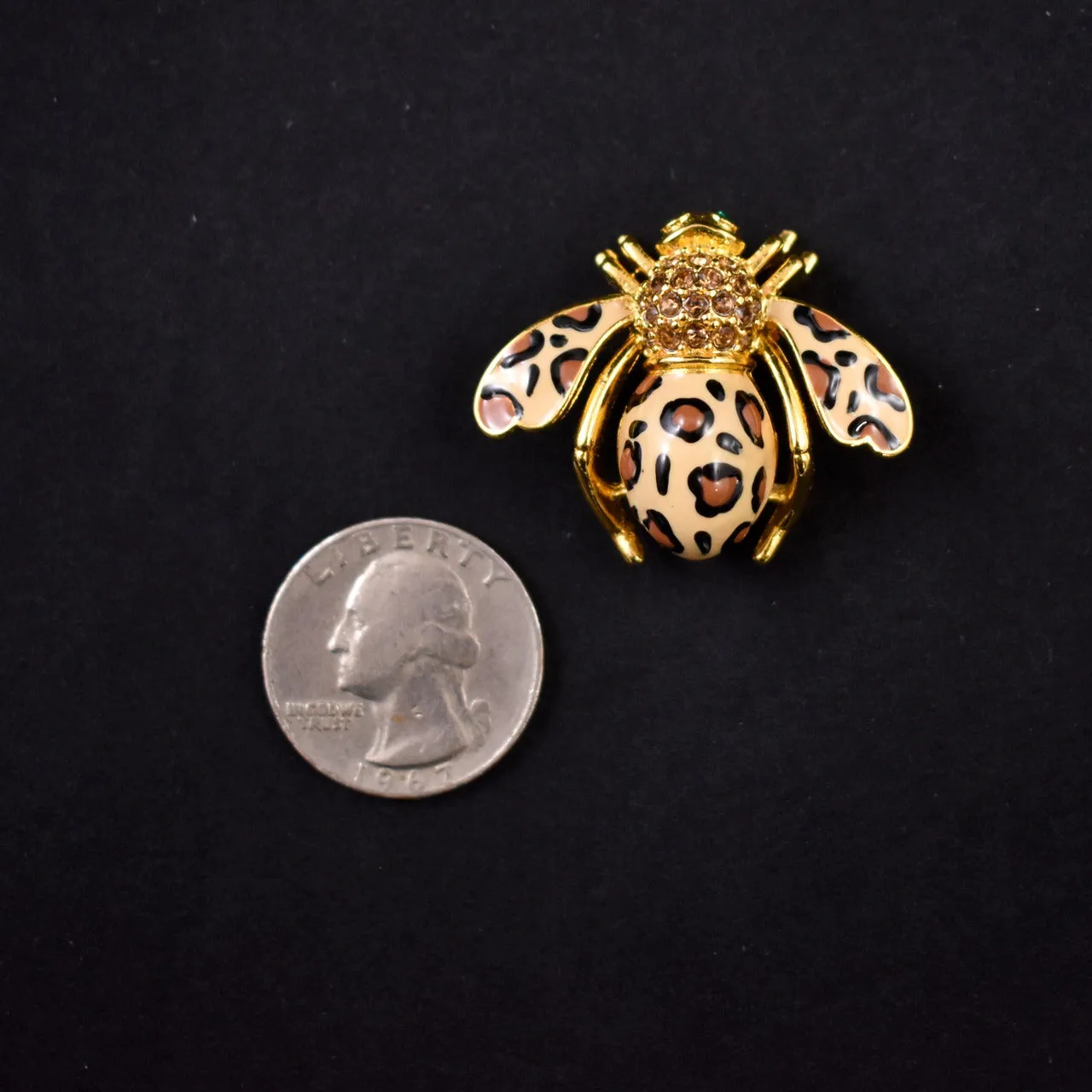 Joan Rivers Rhinestone Leopard Bee Brooch