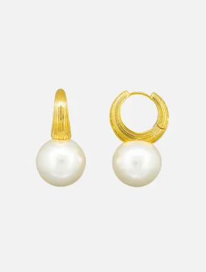 Jocelyn Pearl Hoops - Gold