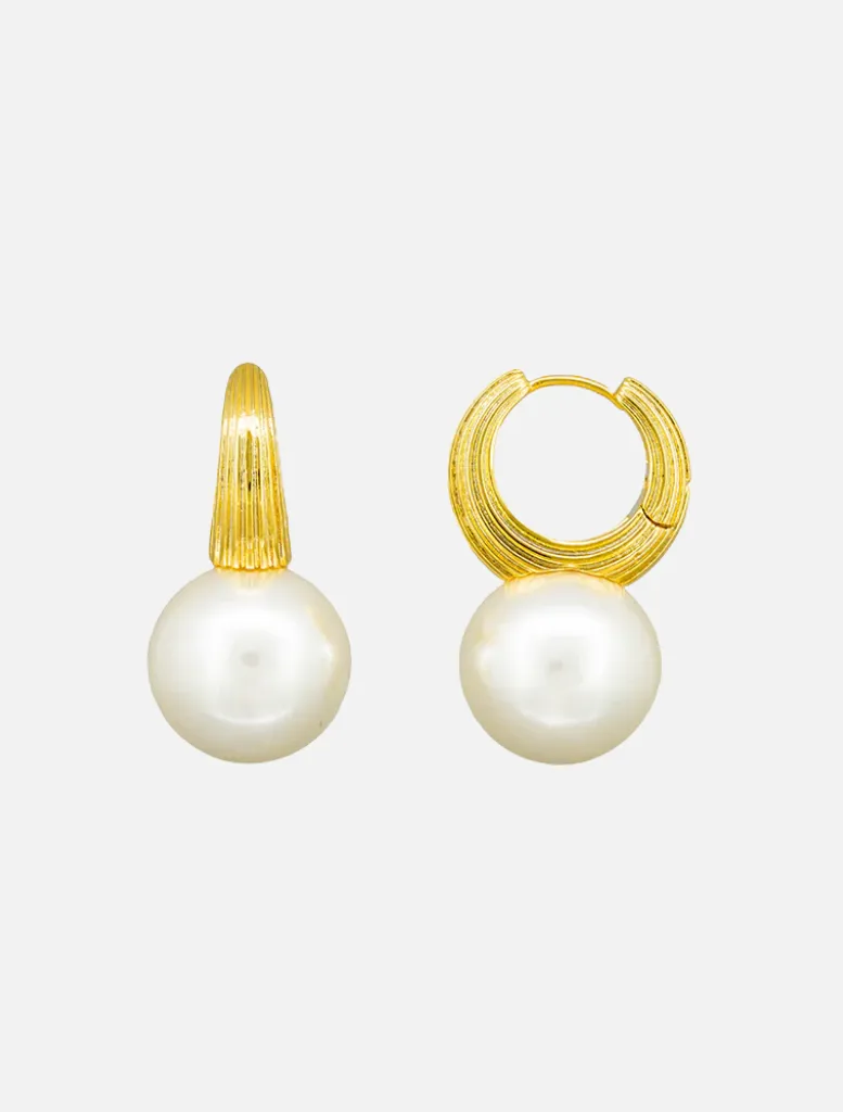 Jocelyn Pearl Hoops - Gold