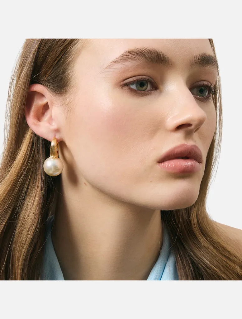 Jocelyn Pearl Hoops - Gold