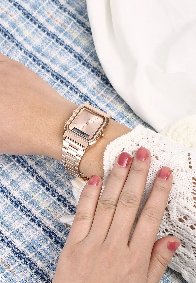 Joel Rose Gold Stainless Steel Analog Watches (Salmon)