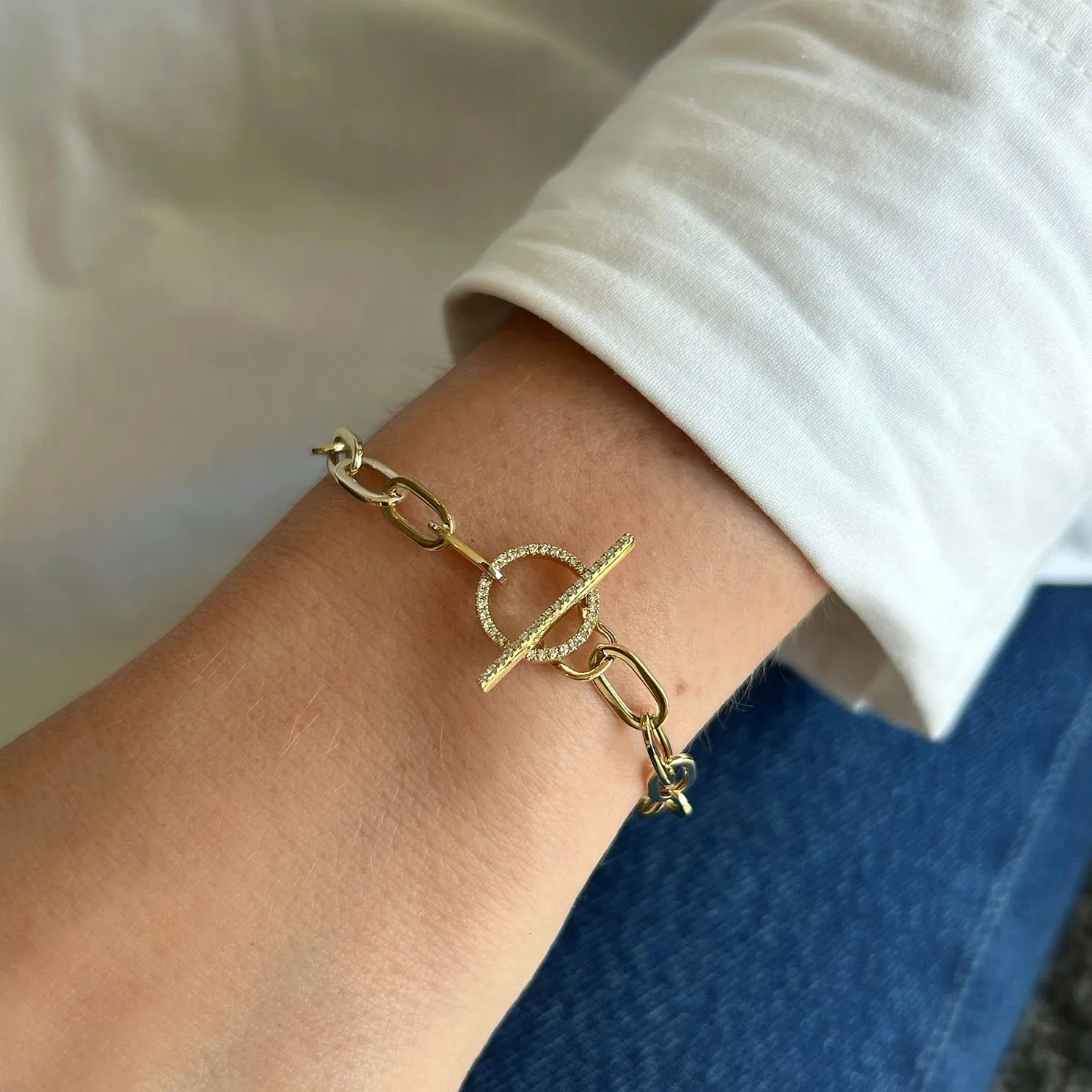 Jumbo Link Chain & Diamond Toggle Bracelet
